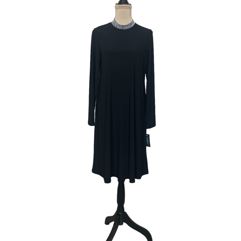 Nik and Nash Black Long Sleeve Dress with Embellished Neckline NWT (A) - Picture 2 of 12